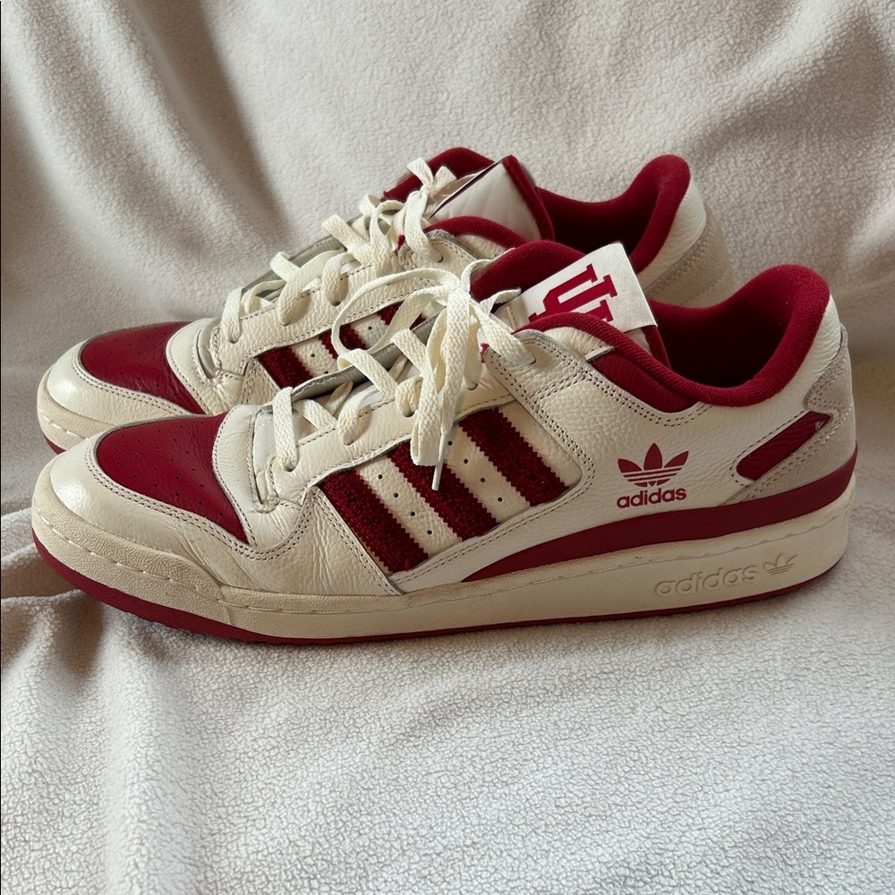 adidas Cream and Red Retro Low-Top Sneakers